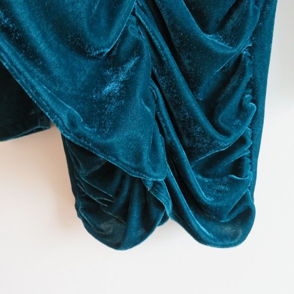 PATBO Velvet Ruched Mini Dress in Azure Blue - Size US 0 - Picture 7 of 15